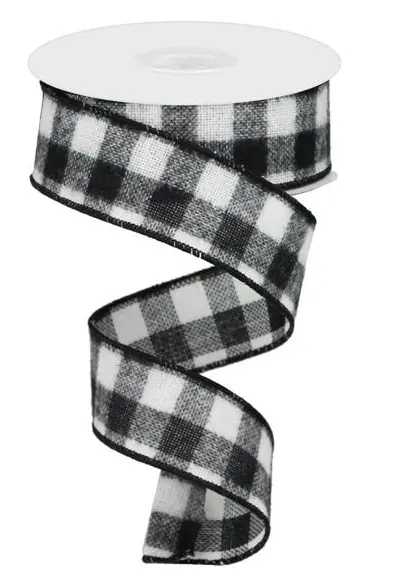 Listón Navideño - Flannel Check Black
