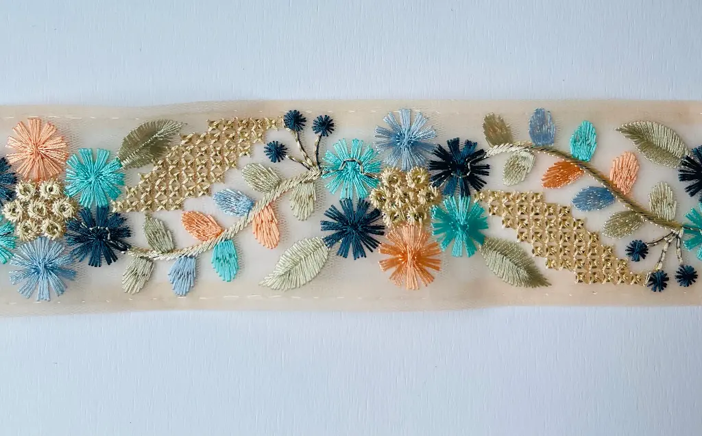 MH - Tul Bordado - Multicolor Durazno