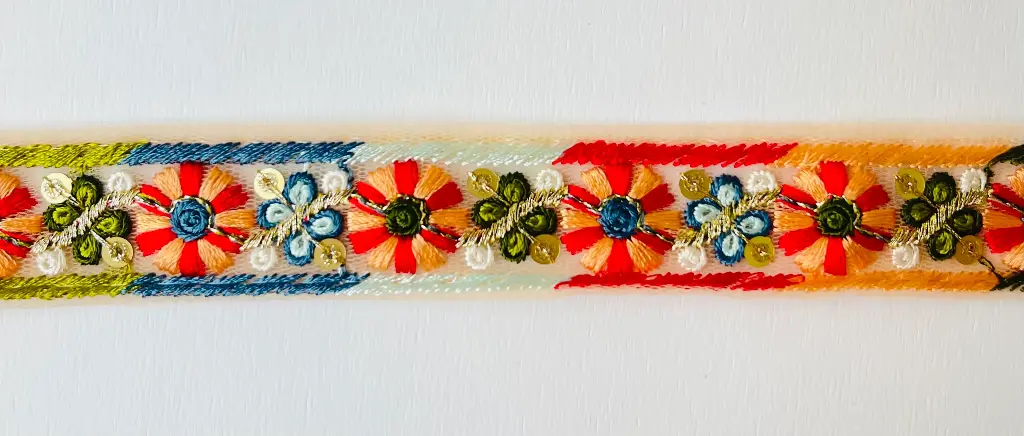 MH - Tul Bordado Flores 7/8" - Durazno