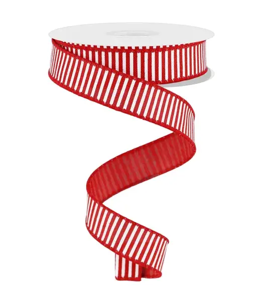 Listón Navideño - Lineas Rojas y Blancas