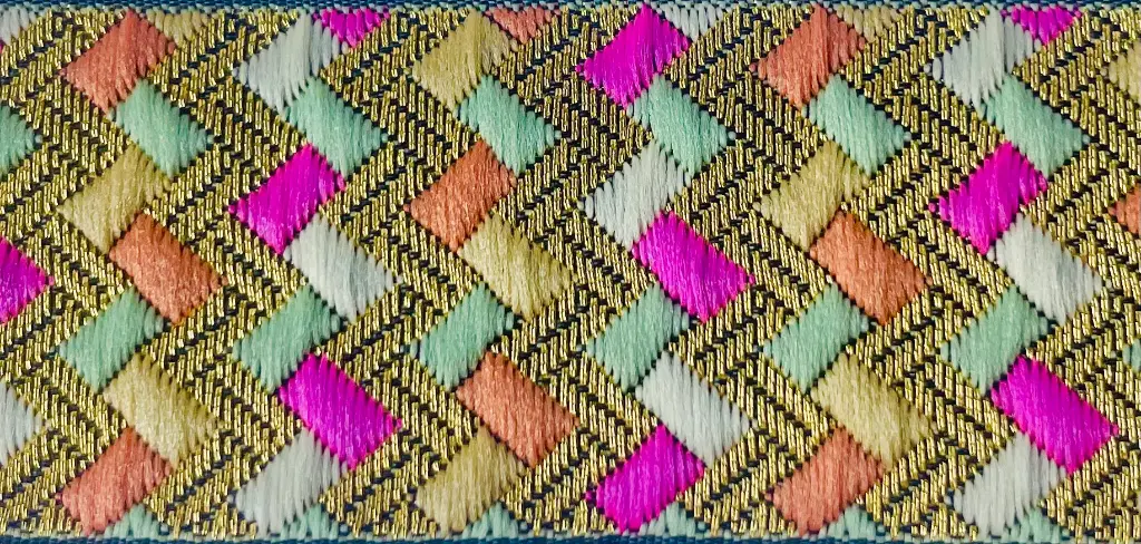 MH - Tira Multicolor Rombos 4 cm - Oro, Verde, Rosa