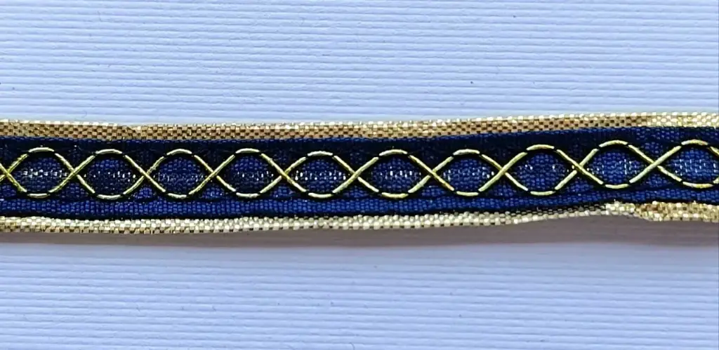 MH - Tira Hindú 3/8" - Oro y Azul Marino.