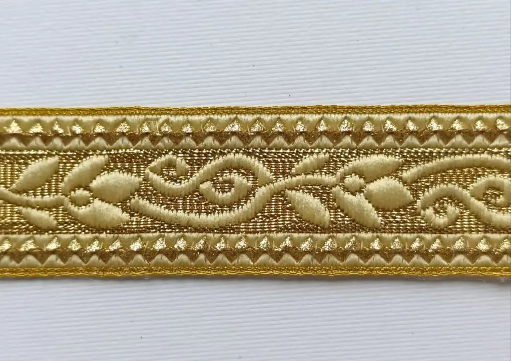 MH - Tira Decorativa Flores 3cm - Oro y Beige.