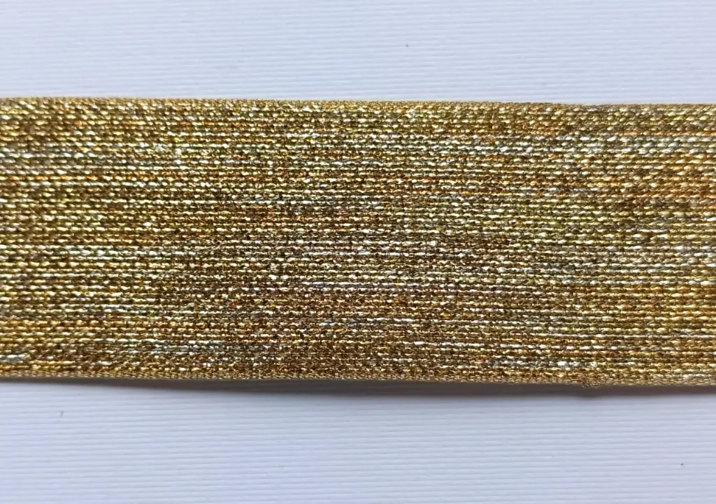 MH - Listón Dorado 3.8cm - Lurex Oro y Plata.