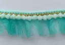 Tira Hindú de Tul y Pom Pom 4cm - Menta