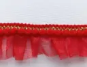 Tira Hindú de Tul y Pom Pom 4cm - Rojo