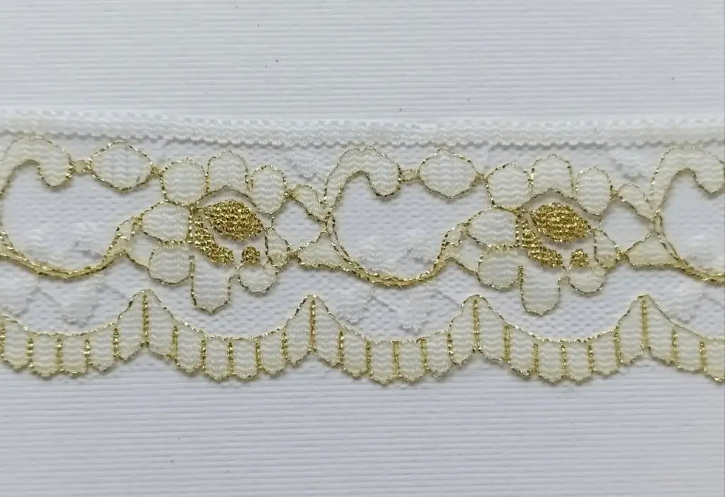 MH - Tira Encaje 3.5cm - Oro y Beige.