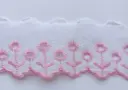MH- Tira Flores Bordada 4cm - Rosa