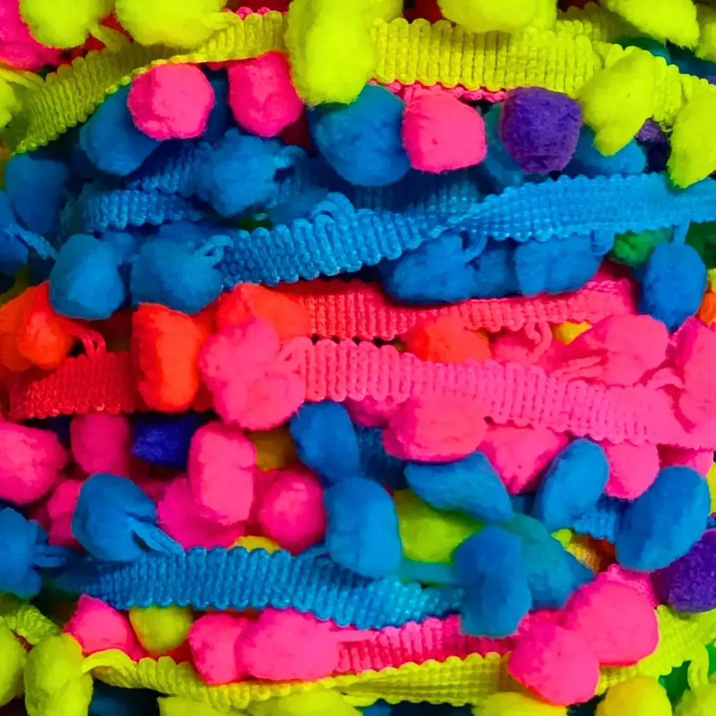 Tira Pom Pom Multicolor - Colores Neón