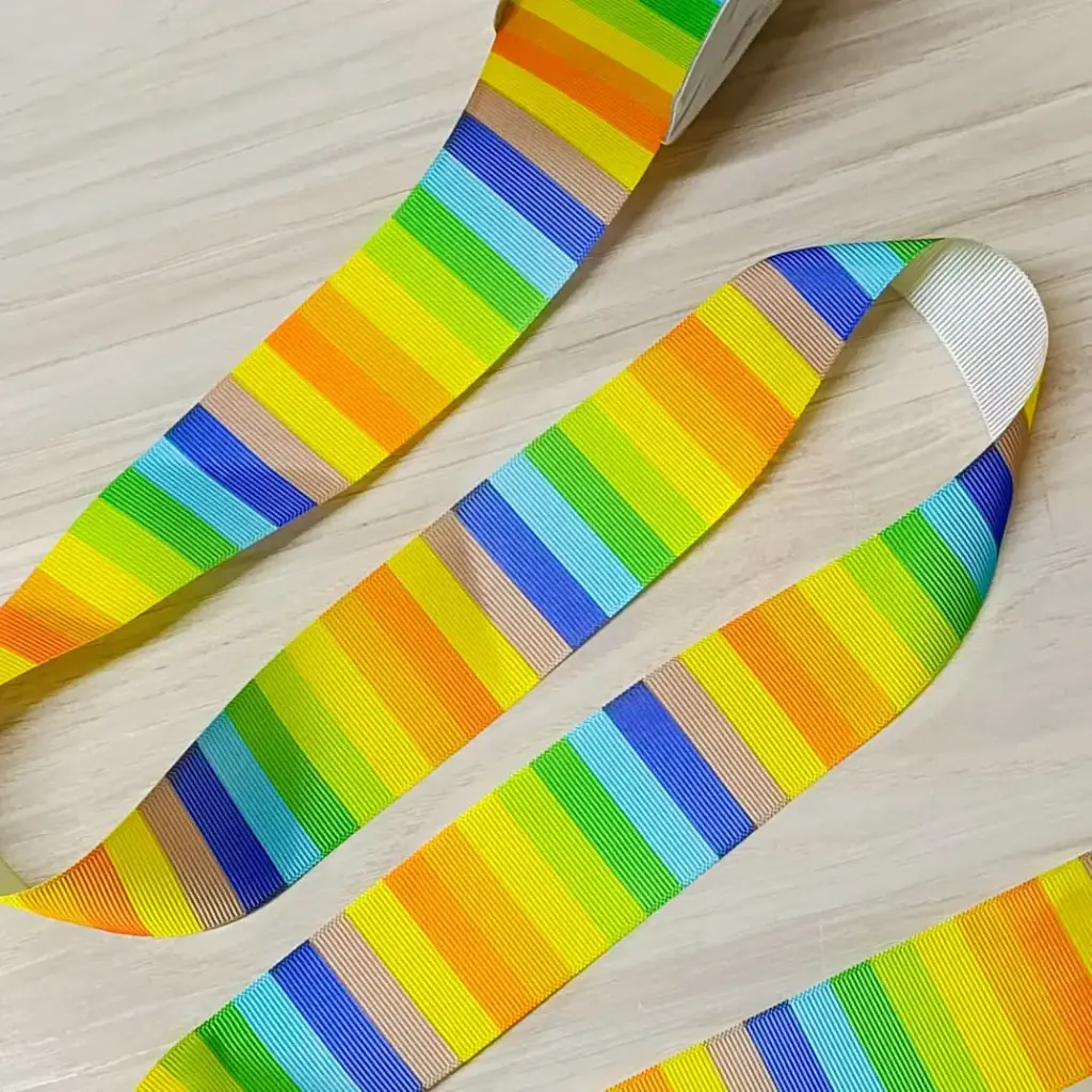 Listón Popotillo Estampado - Arcoíris