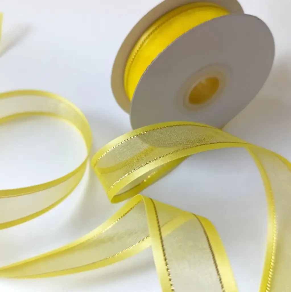 Organza Satín filo Metálico - Amarillo