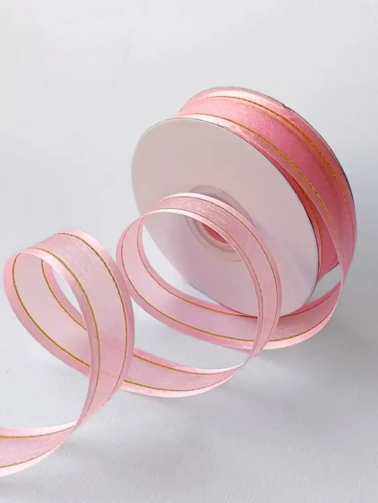 Organza Satín filo Metálico - Pink