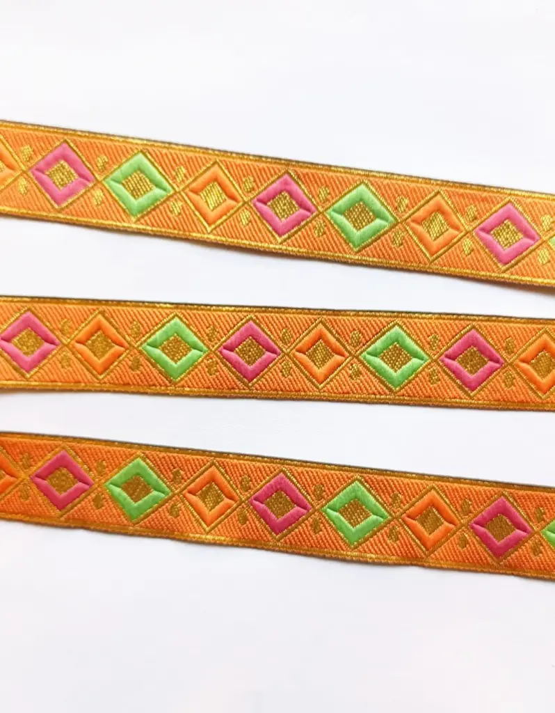 MH - Tira Bordada Diamante - Naranja