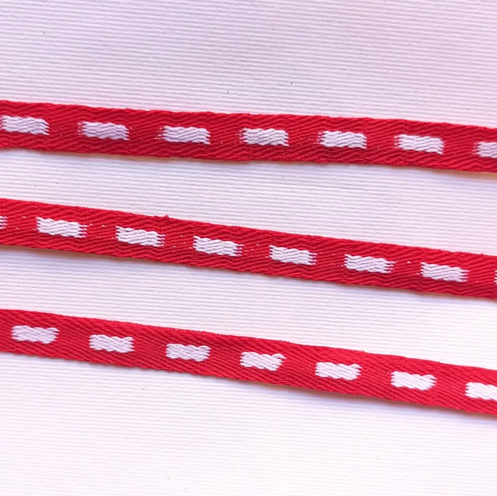 MH - Listón Punteado - Rojo y Blanco