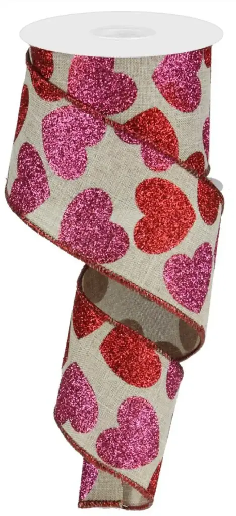 Listón San Valentín - Corazones con Brillantina