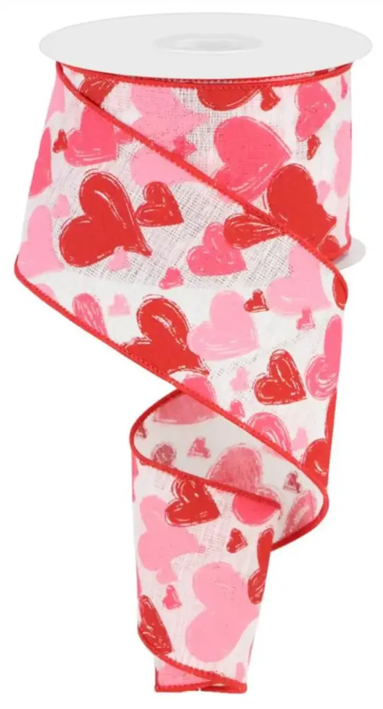 Listón San Valentín - Corazones Rosas y Rojos
