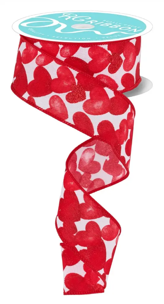 Listón San Valentín - Corazones Rojos en Acuarela