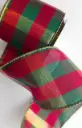 Listón 4" - Cuadros Rojo y Verde Navideño