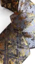 Listón 4" - Organza Negro con Flor de Lis y Rombos de Glitter Dorado