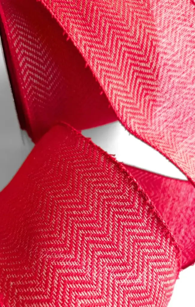 Listón 4"- Espiga Rojo y Marfíl