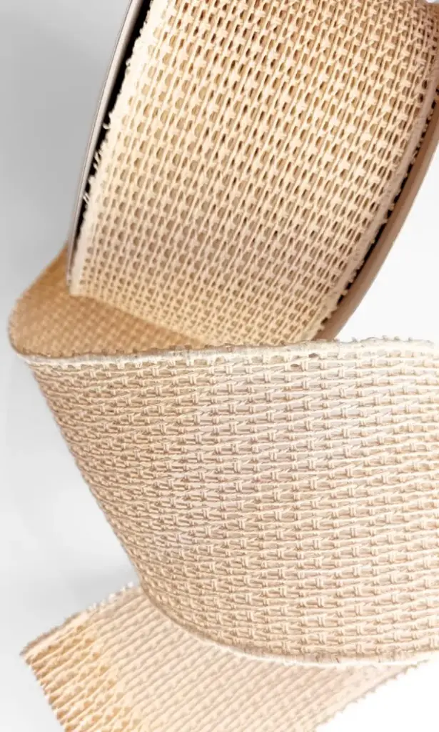 Listón 4" - Lino Rustico Calado Beige