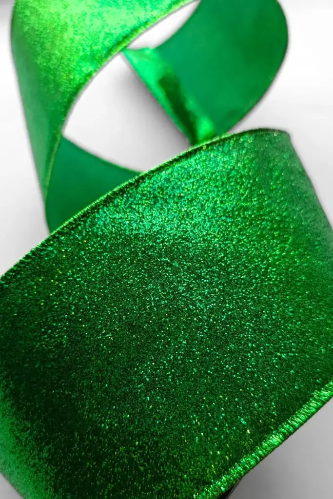 Listón 4" - Glitter Escarchado Verde Esmeralda