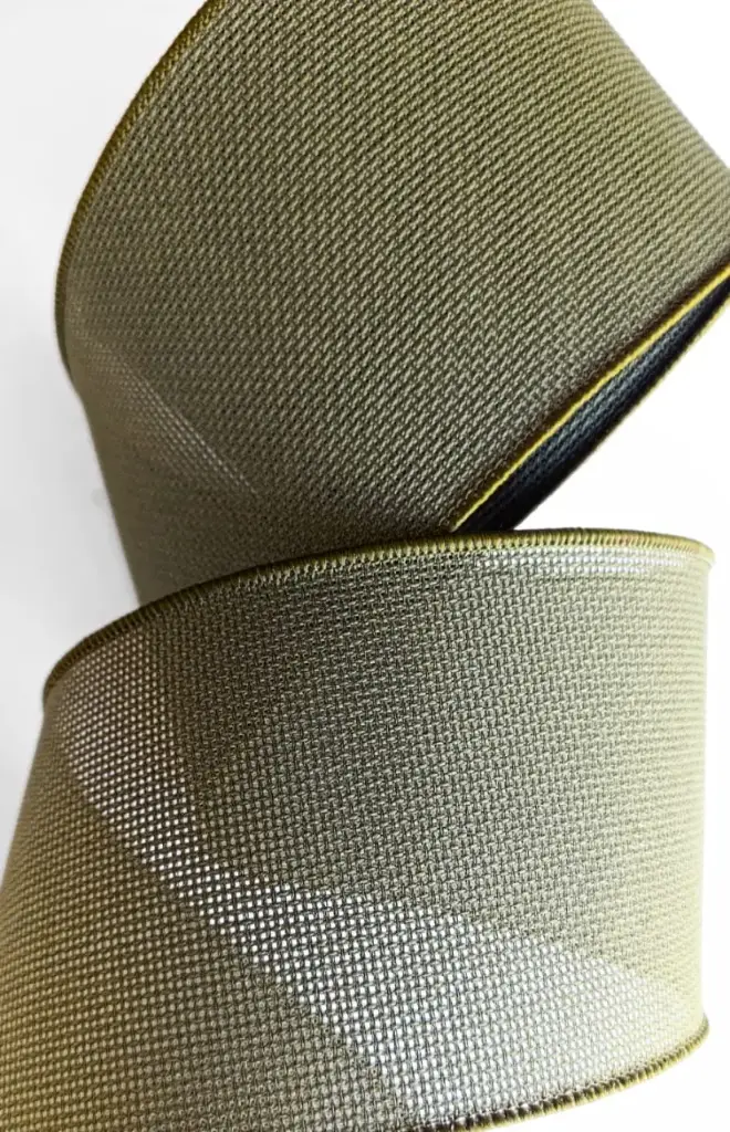 Listón Navideño - Yute Verde Olivo 4"