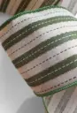 Listón 4" - Lino de Rayas Verde Musgo con Pespunte y Brillo Dorado