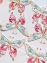 M - Tul Bordado - Mariposas Celeste y Rosa