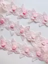 M - Tul Bordado - Mariposas Rosas