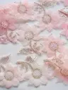 M - Tul Bordado - Flores Rosa Pastel