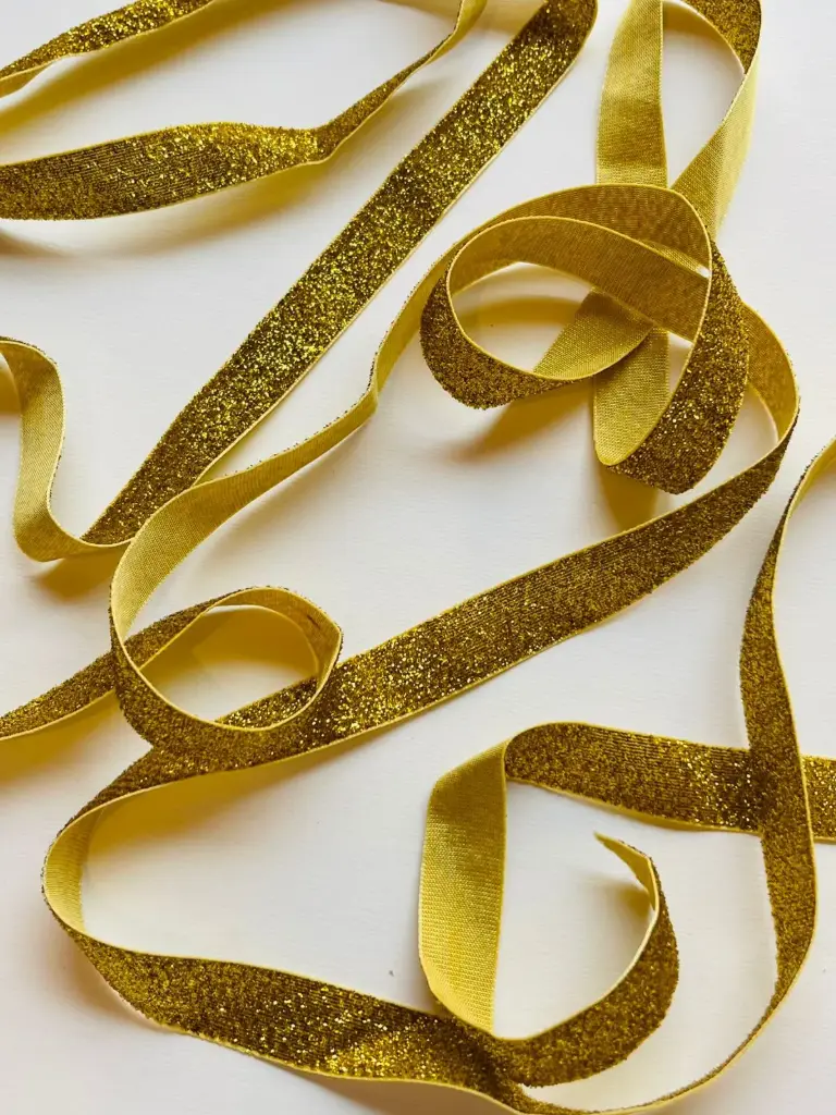 Listón de Terciopelo Escarchado - Dorado