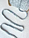 Pasamanería Tejida Azul Cielo con Cuentas y Brillo Plata