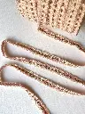 Pasamanería Fleco Rosa y Crema con Terciopelo y Dorado