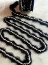 Pasamanería Encaje Plisado con Perlas y Pedrería – Negro