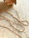 Pasamanería Rosa Nude con Borde de Perlas, Cristales y Cuentas Doradas