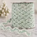 Espiguilla Bordada Ric Rac 1.5 cm - Blanco y Menta 