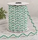 Espiguilla Bordada Ric Rac 1.5 cm - Verde y Blanco 