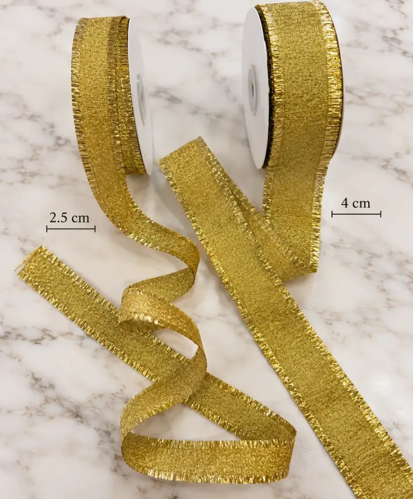 Listón Metálico Dorado con Orilla Texturizada