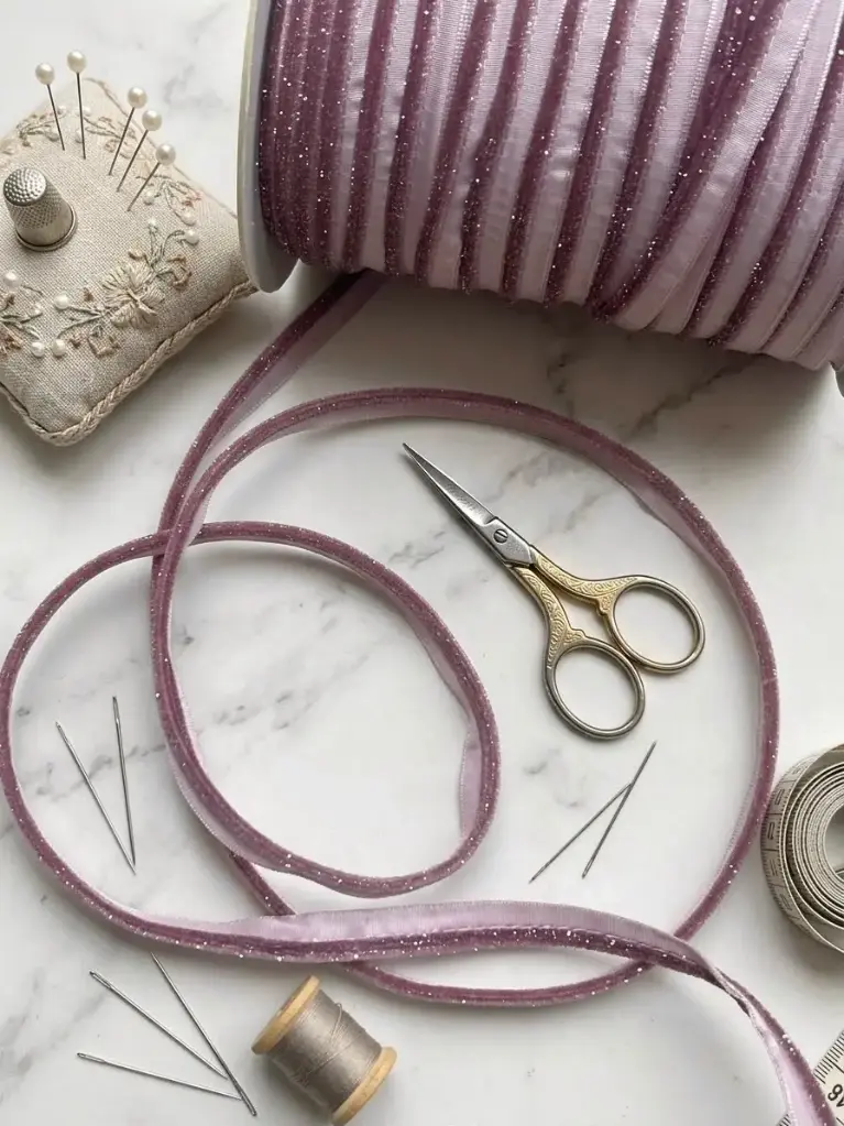 Pasamanería Palo de Rosa Chantilly con Brillo Escarchado