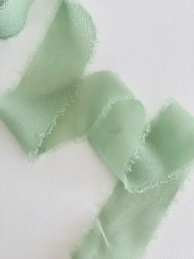 [Chiffon Verde Olivo] Listón Chiffon Deshilachado - Verde Olivo 