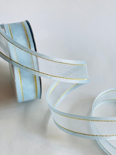 Organza Satín filo Metálico - Celeste