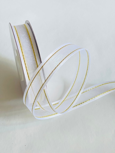 Organza Satín filo Metálico - Blanco