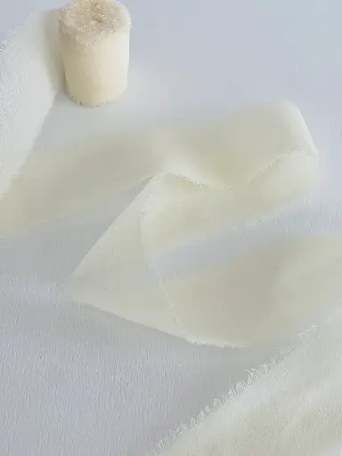 [Chiffon Ivory] Listón Chiffon Deshilachado - Ivory