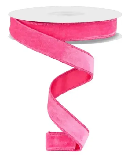 [RGE765811] Listón de Terciopelo Doble Cara con Orilla Alambre - Hot Pink