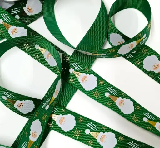 [3116] Listón Navideño - Santas Green