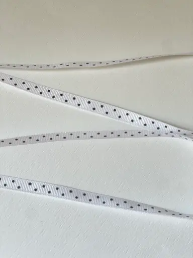 [1236] Listón Popotillo Estampado - Polka Dots Negro