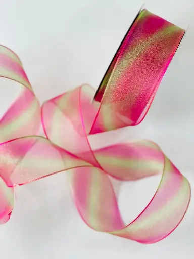 [1592] Organza Estampada - Verde Magenta