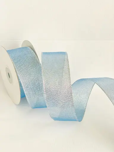 [1229] Organza Alambre - Celeste & Plata