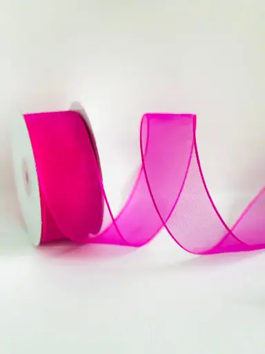 [1118] Organza Alambre Orilla Canamo - Fiusha